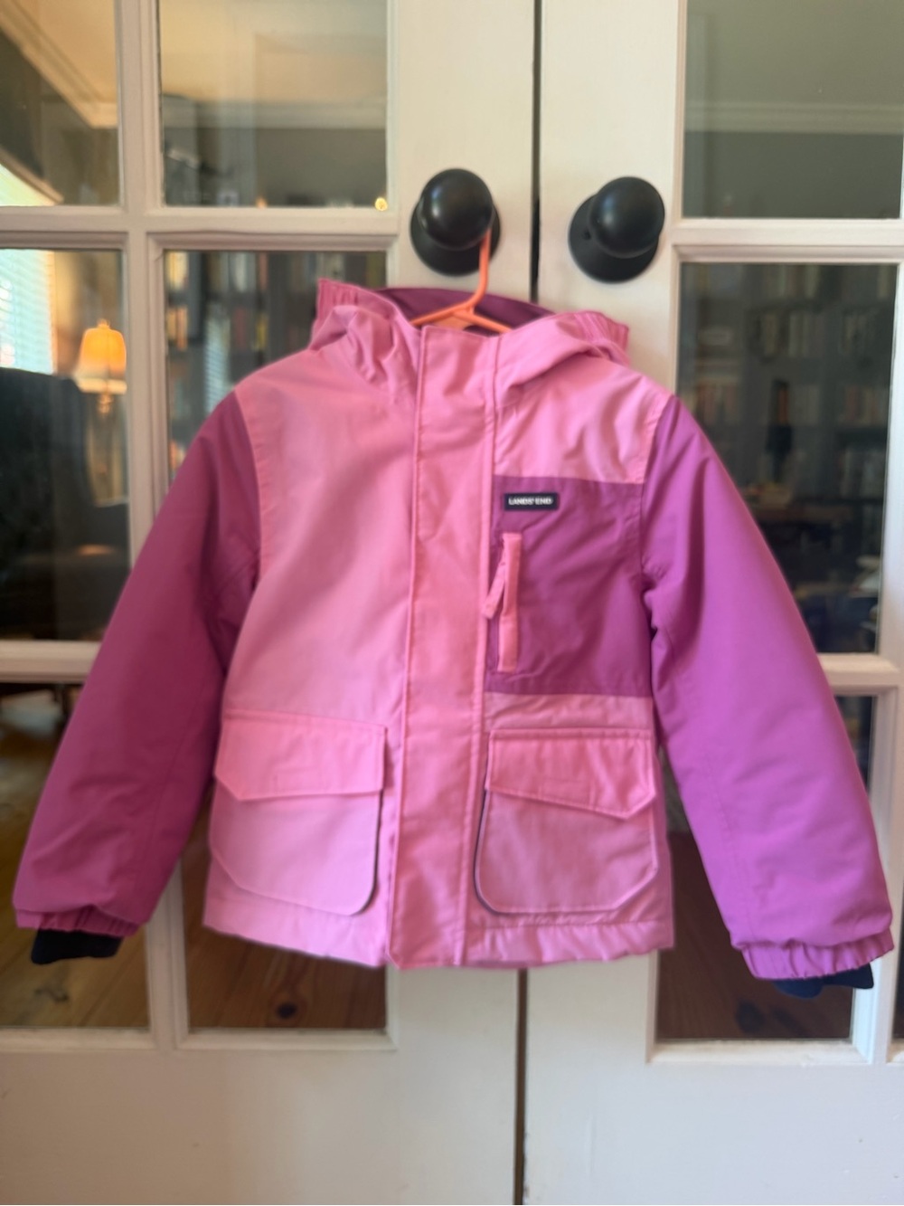 Lands’ End Colorblock Pink Winter Jacket